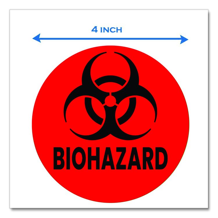 Vinyl Decals, Biohazard, 4" Diameter, Red/Black, 3/Pack