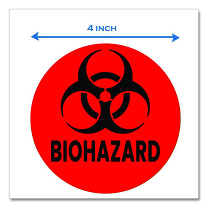 Vinyl Decals, Biohazard, 4" Diameter, Red/Black, 3/Pack