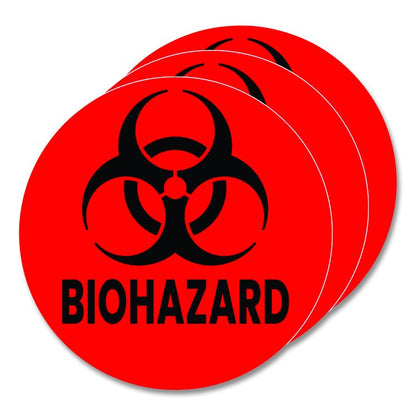 Vinyl Decals, Biohazard, 4" Diameter, Red/Black, 3/Pack