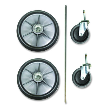 8" Ball Bearing Wheel and 4" Swivel Stem Caster Kit with Axle for Microfiber Cleaning Cart, (2) Wheels, (2) Casters