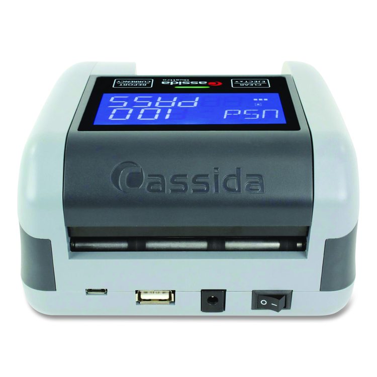 Quattro Counterfeit Detector for USD, 4 Detection Methods, 4.9" x 4.9" x 2.9", Gray