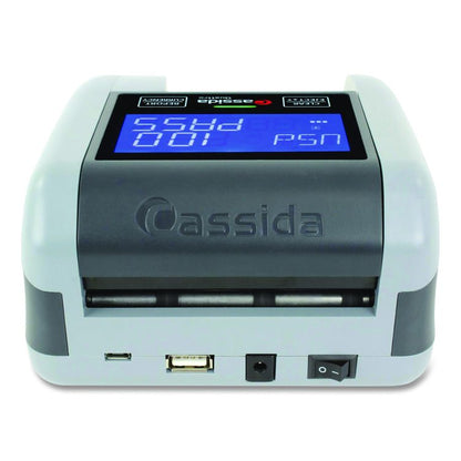 Quattro Counterfeit Detector for USD, 4 Detection Methods, 4.9" x 4.9" x 2.9", Gray