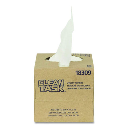 Clean Task Utility Wipers, 1-Ply, 9 x 10.25, White, 250 Sheets/Box, 24 Boxes/Carton
