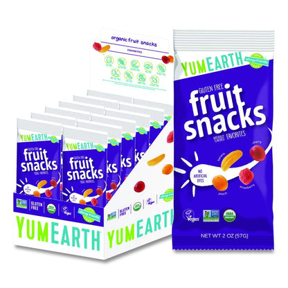 Organic Fruit Snacks, Assorted Flavors, 2 oz Bag, 12/Carton
