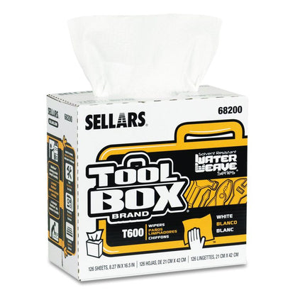 TOOLBOX WaterWeave T600 Wipers, 1-Ply, 8.27 x, 16.5, White, 126 Sheets/Box, 10 Boxes/Carton