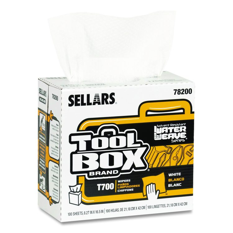 TOOLBOX WaterWeave T700 Wipers, 1-Ply, 8.27 x 16.5, White, 100 Sheets/Box, 8 Boxes/Carton