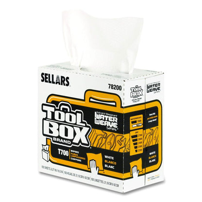 TOOLBOX WaterWeave T700 Wipers, 1-Ply, 8.27 x 16.5, White, 100 Sheets/Box, 8 Boxes/Carton