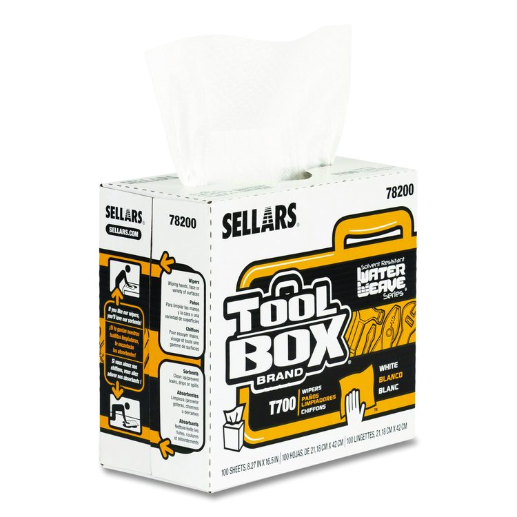 TOOLBOX WaterWeave T700 Wipers, 1-Ply, 8.27 x 16.5, White, 100 Sheets/Box, 8 Boxes/Carton