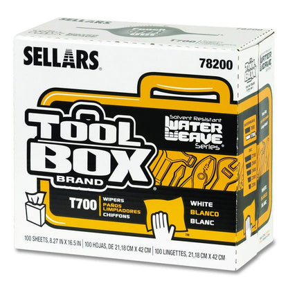 TOOLBOX WaterWeave T700 Wipers, 1-Ply, 8.27 x 16.5, White, 100 Sheets/Box, 8 Boxes/Carton