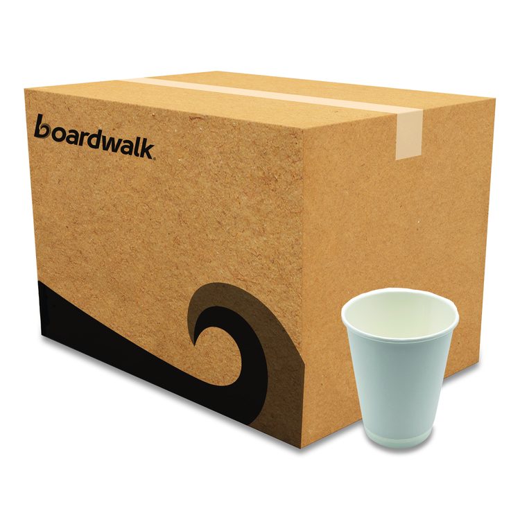 Paper Hot Cups, Double-Walled, 12 oz, White, 500/Carton