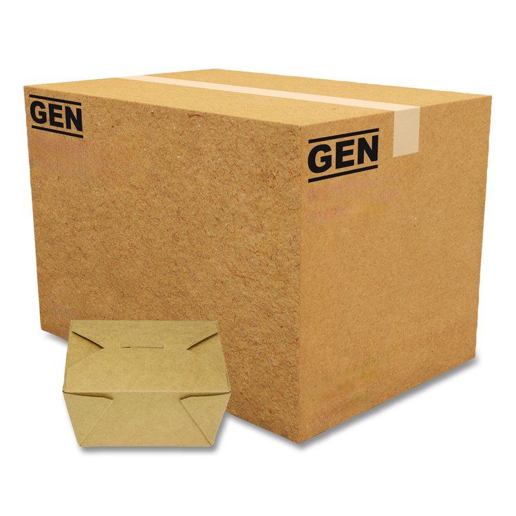 Reclosable Kraft Take-Out Box, 30 oz, 5.06 x 4.27 x 2.4, Brown, Paper, 450/Carton