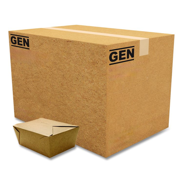 Reclosable Kraft Take-Out Box, 110 oz, 8.93 x 6.65 x 3.5, Brown, Paper, 160/Carton
