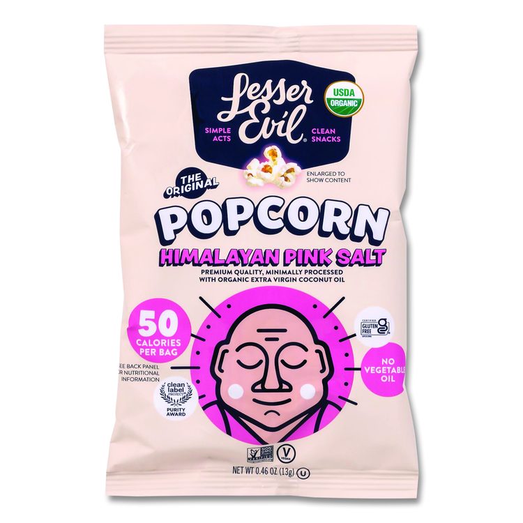 Himalayan Pink Salt Organic Popcorn, Salt, 0.46 oz Bag, 24/Carton