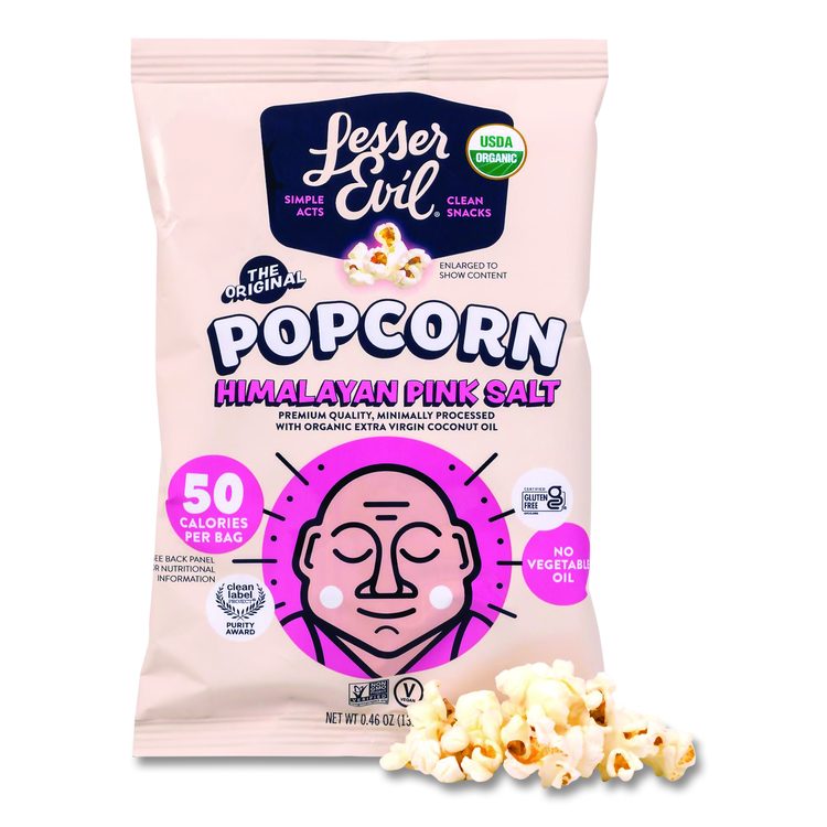 Himalayan Pink Salt Organic Popcorn, Salt, 0.46 oz Bag, 24/Carton