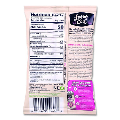 Himalayan Pink Salt Organic Popcorn, Salt, 0.46 oz Bag, 24/Carton