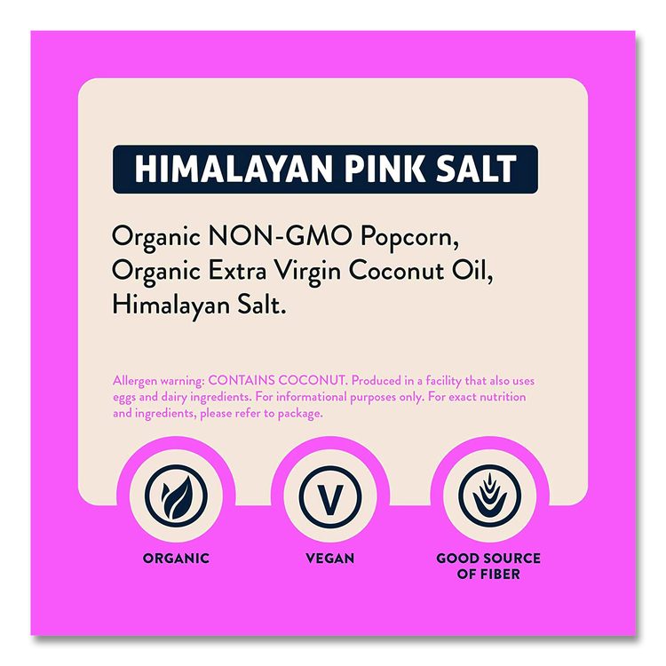 Himalayan Pink Salt Organic Popcorn, Salt, 0.46 oz Bag, 24/Carton