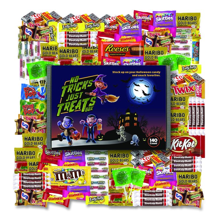 No Tricks Just Treats Halloween Box, Assorted Varieties, 140 Count