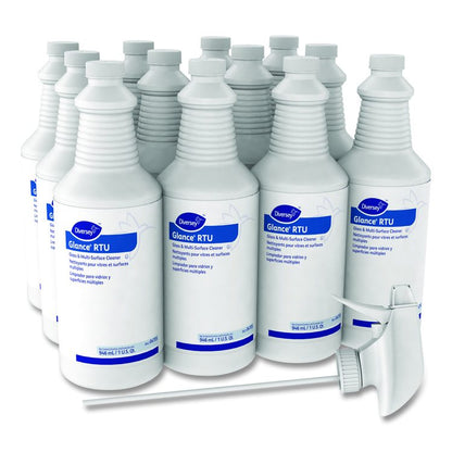 Glance Glass and Multi-Surface Cleaner, 12 Capped 32 oz Bottles and One Trigger Sprayer, 12/Carton