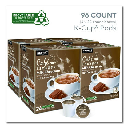 Cafe Escapes Milk Chocolate Hot Cocoa K-Cups, 96/Carton