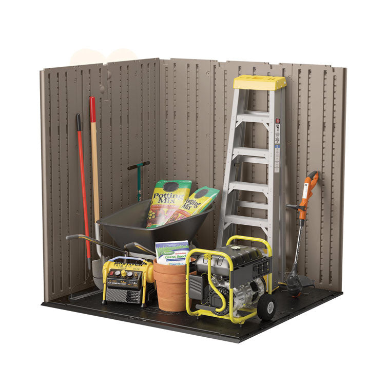Everett Storage Shed, 201 cu ft, 6 ft 2.75" x 5 ft 5.25" x 7 ft 8.75", Dark Taupe/Black/Slate