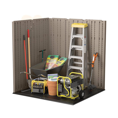 Everett Storage Shed, 201 cu ft, 6 ft 2.75" x 5 ft 5.25" x 7 ft 8.75", Dark Taupe/Black/Slate