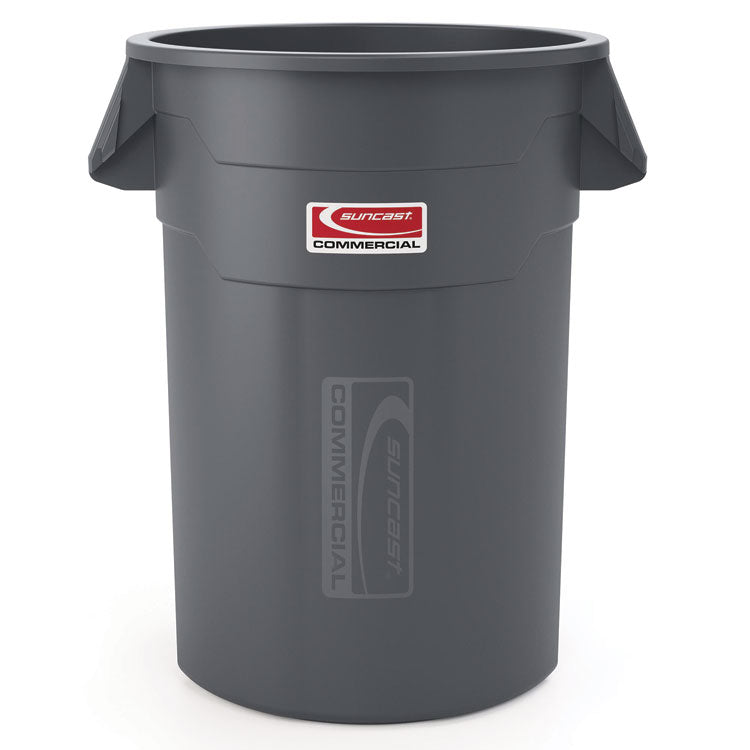 Utility Trash Can, 56.9 gal, Plastic, Gray