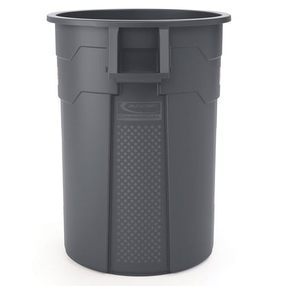 Utility Trash Can, 56.9 gal, Plastic, Gray
