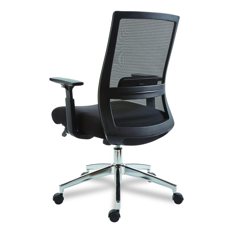 Alera Ashdale Ergonomic Fabric Swivel Task Chair, Supports 275 lb, 18.15 to 21.89 Seat Height, Black Seat/Back, Silver Base