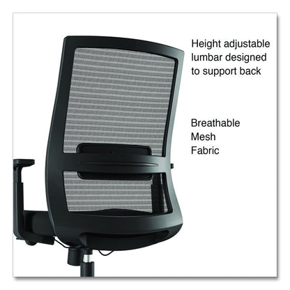 Alera Ashdale Ergonomic Fabric Swivel Task Chair, Supports 275 lb, 18.15 to 21.89 Seat Height, Black Seat/Back, Silver Base