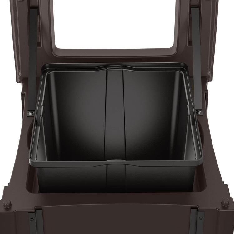 Resin Customizable Garbage Can with Open Lid, 34.4 gal, Plastic, Java