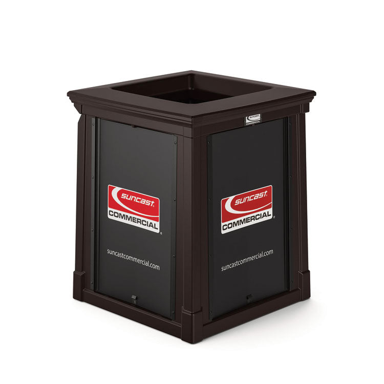 Resin Customizable Garbage Can with Open Lid, 34.4 gal, Plastic, Java