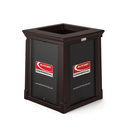 Resin Customizable Garbage Can with Open Lid, 34.4 gal, Plastic, Java