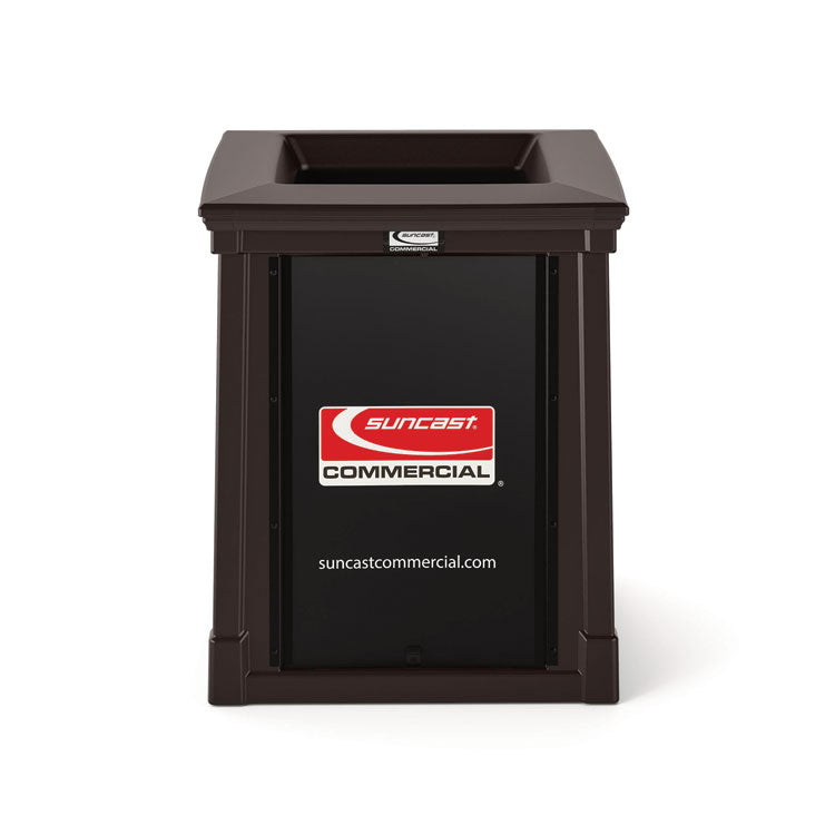 Resin Customizable Garbage Can with Open Lid, 34.4 gal, Plastic, Java