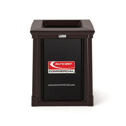 Resin Customizable Garbage Can with Open Lid, 34.4 gal, Plastic, Java