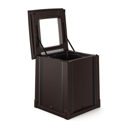 Resin Customizable Garbage Can with Open Lid, 34.4 gal, Plastic, Java