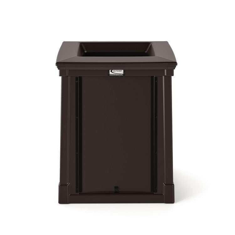 Resin Customizable Garbage Can with Open Lid, 34.4 gal, Plastic, Java