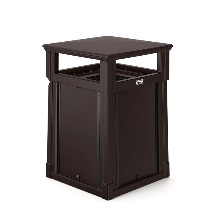 Resin Customizable Garbage Can with Covered Lid, 34.4 gal, Plastic, Java