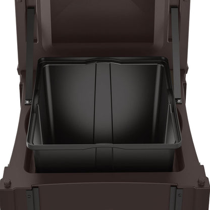 Resin Customizable Garbage Can with Covered Lid, 34.4 gal, Plastic, Java