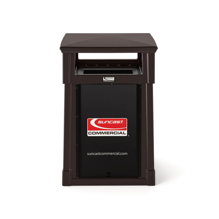 Resin Customizable Garbage Can with Covered Lid, 34.4 gal, Plastic, Java