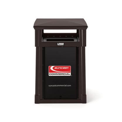 Resin Customizable Garbage Can with Covered Lid, 34.4 gal, Plastic, Java