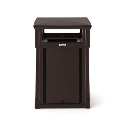 Resin Customizable Garbage Can with Covered Lid, 34.4 gal, Plastic, Java