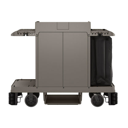 Partially Assembled Premium Housekeeping Cart, Plastic, 1 Shelf, 24 x 62.13 x 49.75, Platinum
