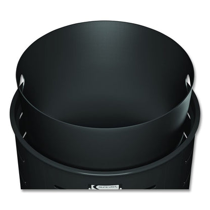 Outdoor Decorative Metal Trash Can with Metal Lid with Ash Bonnet, 35.38 gal, Metal, Black