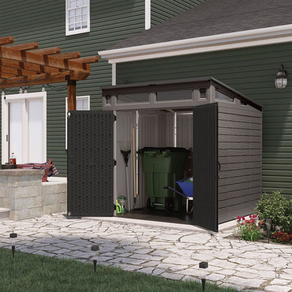 Modernist Storage Shed, 317 cu ft, 7 ft 2.5" x 7 ft 3.5" x 7 ft 5.5", Stoney/Black