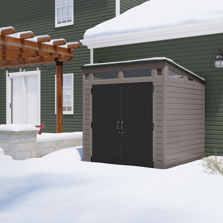 Modernist Storage Shed, 317 cu ft, 7 ft 2.5" x 7 ft 3.5" x 7 ft 5.5", Stoney/Black
