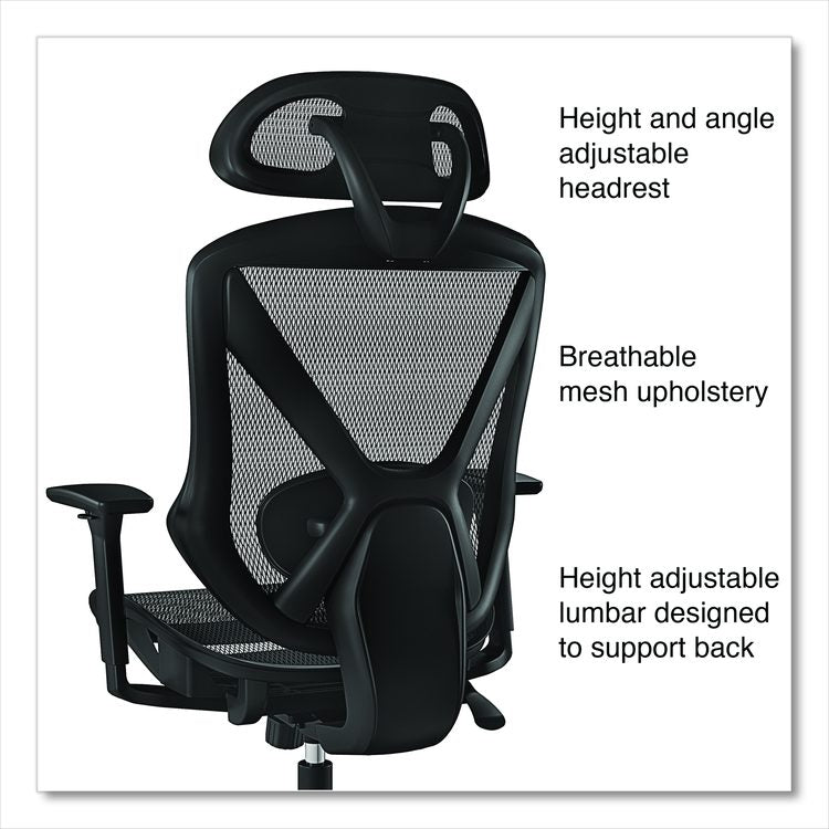 Alera Taunton Ergonomic Mesh Swivel Task Chair, Supports Up to 275lb, 17.44 to 20.98 Seat Height, Black Seat/Back, Black Base