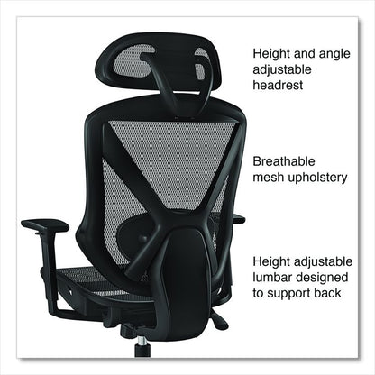 Alera Taunton Ergonomic Mesh Swivel Task Chair, Supports Up to 275lb, 17.44 to 20.98 Seat Height, Black Seat/Back, Black Base
