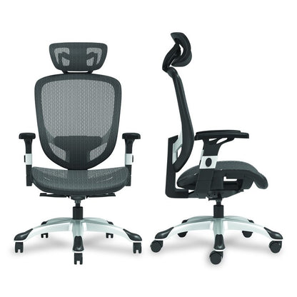 Alera Minerva Ergonomic Mesh Swivel Task Chair, Support Up to 275lb, 17.24 to 20.98 Seat Height, Black Seat/Back, Silver Base