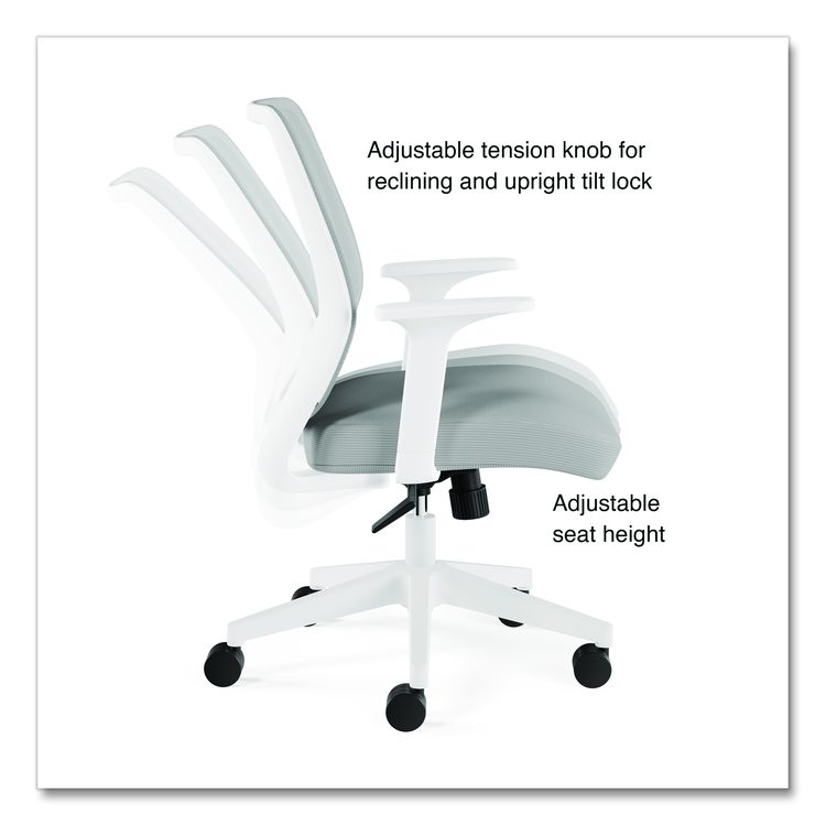 Alera Wessex Ergonomic Fabric Mesh Swivel Task Chair, Supports 275 lb, 17.09 to 20.83 Seat Height, Gray Seat/Back, White Base