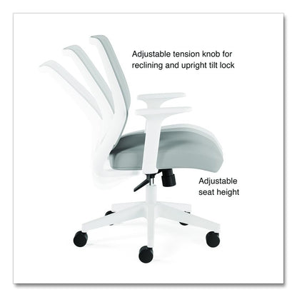 Alera Wessex Ergonomic Fabric Mesh Swivel Task Chair, Supports 275 lb, 17.09 to 20.83 Seat Height, Gray Seat/Back, White Base
